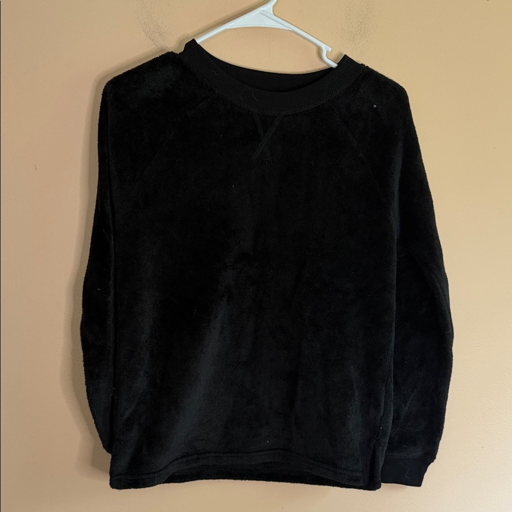 Men's Black Crewneck Fleece Pullover Sweater